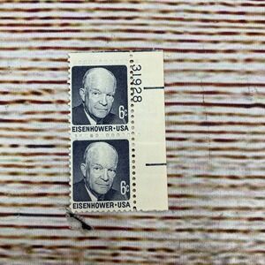 Dwight‎ D. Eisenhower 6 Cent Unused US Postage Stamps Block of Two